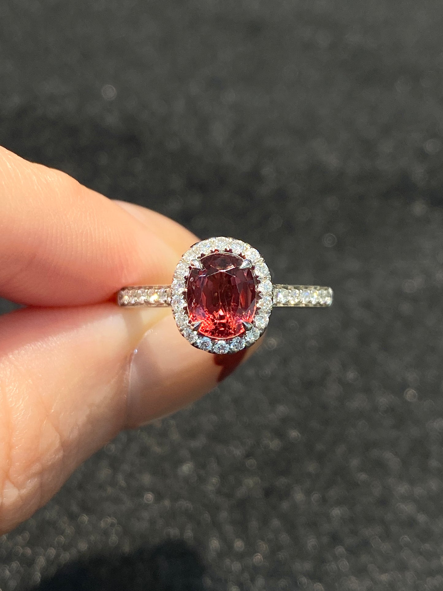 Natural Orangy Red Spinel 1.09ct Ring