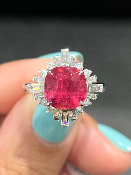 Natural Rubellite Tourmaline 3.74ct Ring