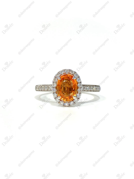 Natural Mandarin Garnet 1.04ct Ring