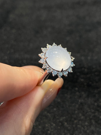 Natural Type A Icy Jadeite Ring