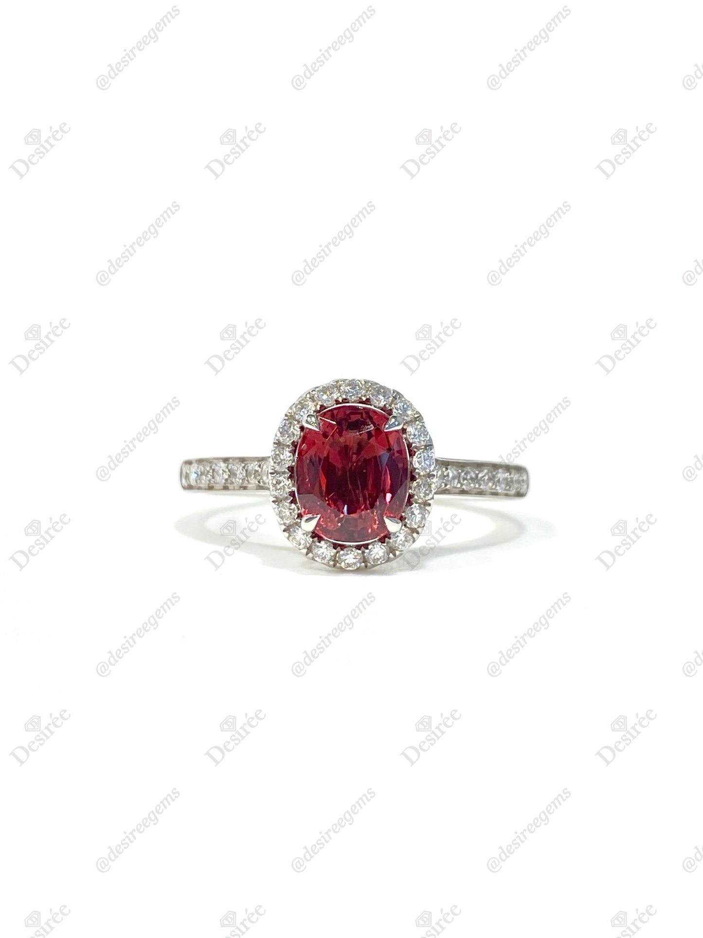 Natural Orangy Red Spinel 1.09ct Ring