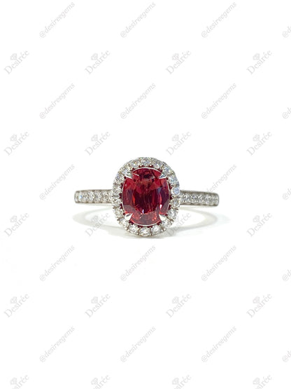 Natural Orangy Red Spinel 1.09ct Ring
