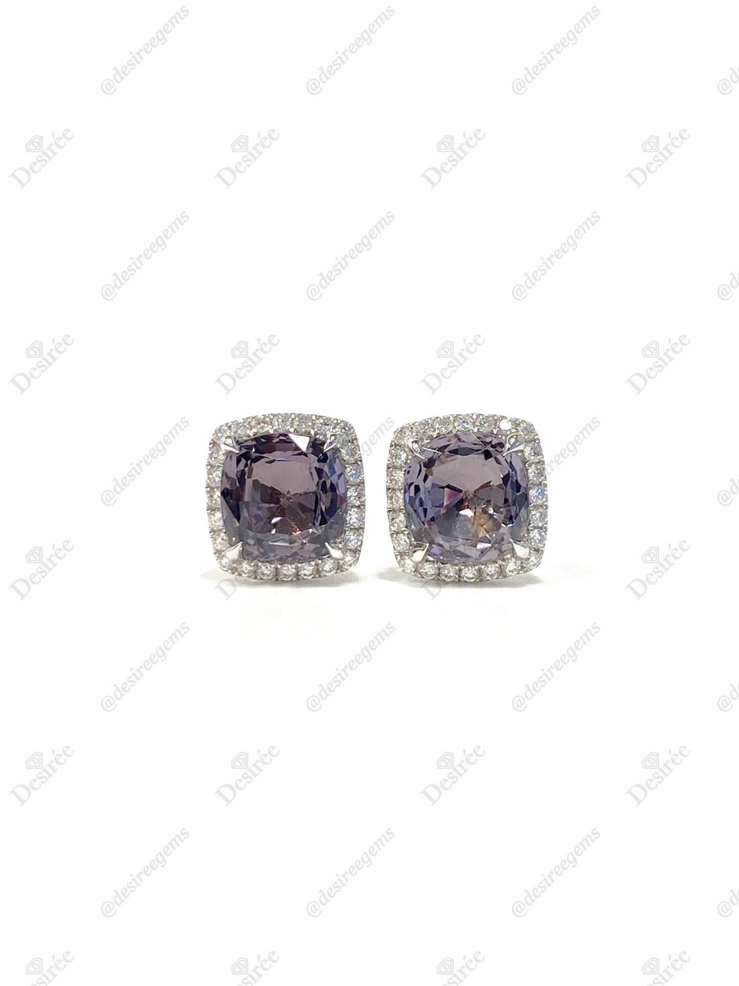 Natural Purplish Grey Spinel 3.45ct Earrings
