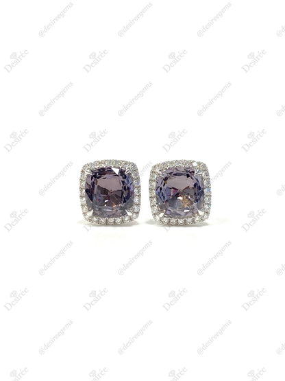 Natural Purplish Grey Spinel 3.45ct Earrings