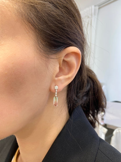 Natural Bi-color Tourmaline 4.77ct Earrings