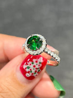 Natural Green Garnet Tsavorite 1.60ct Ring set with Natural Diamonds in 18K white gold Gemstone Jewelry