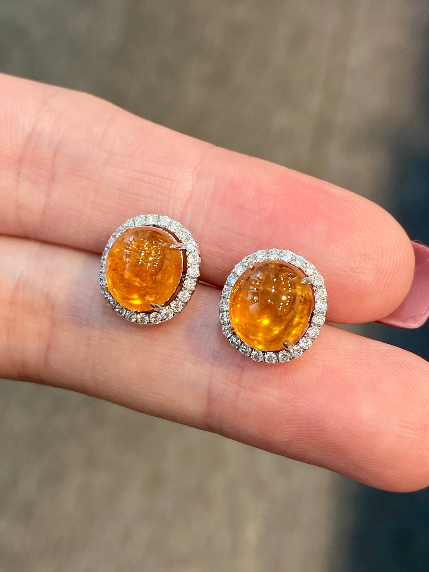 Natural Mandarin Garnet 7.62ct Earrings