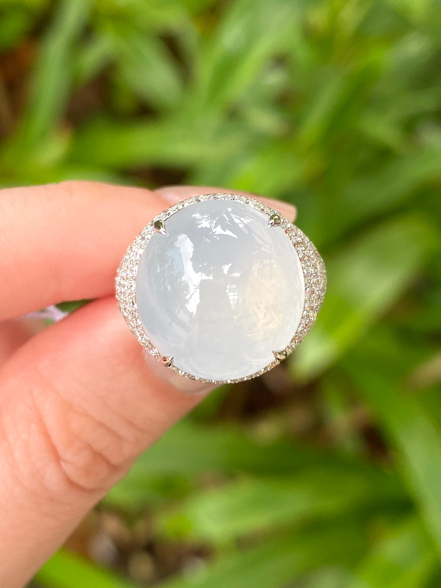 Natural Type A Icy Jadeite Ring