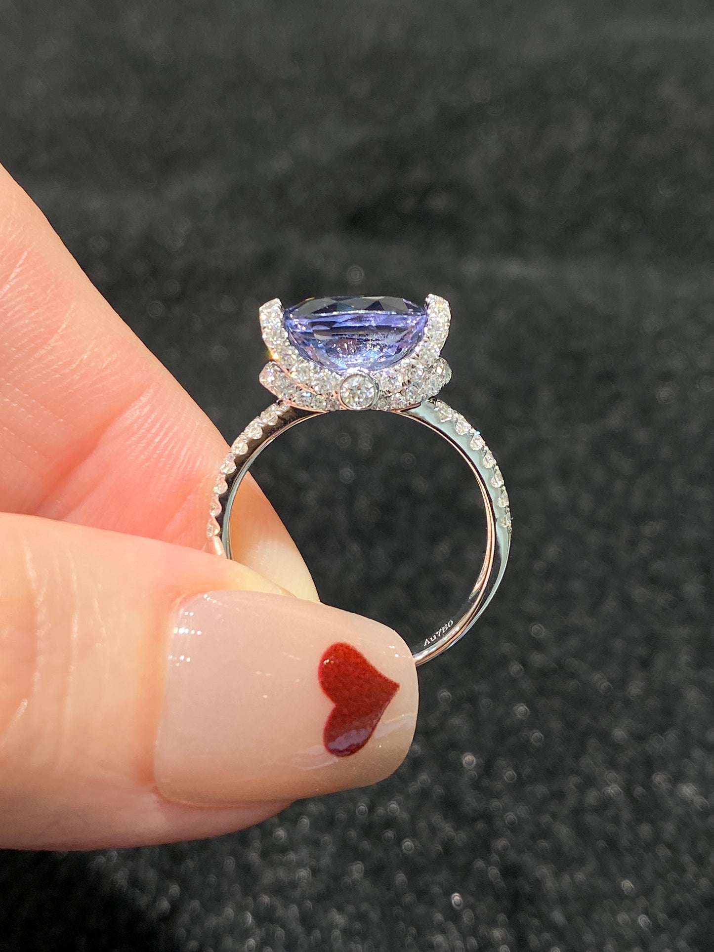 Natural Purplish Grey Spinel 2.25ct Ring