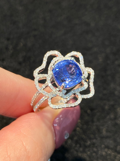 Natural Unheated Blue Sapphire 3.07ct Ring