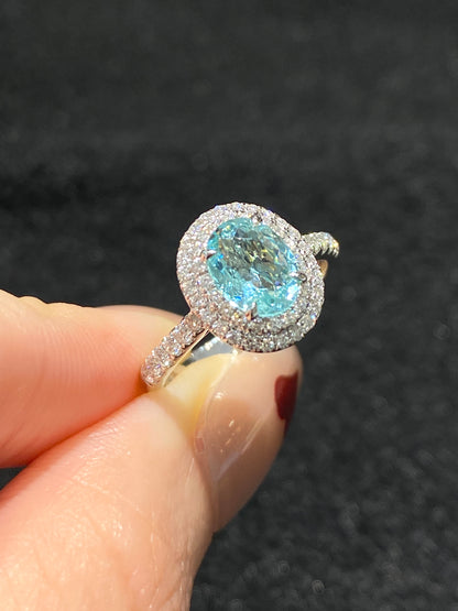 Natural Paraiba Tourmaline 0.91ct Ring
