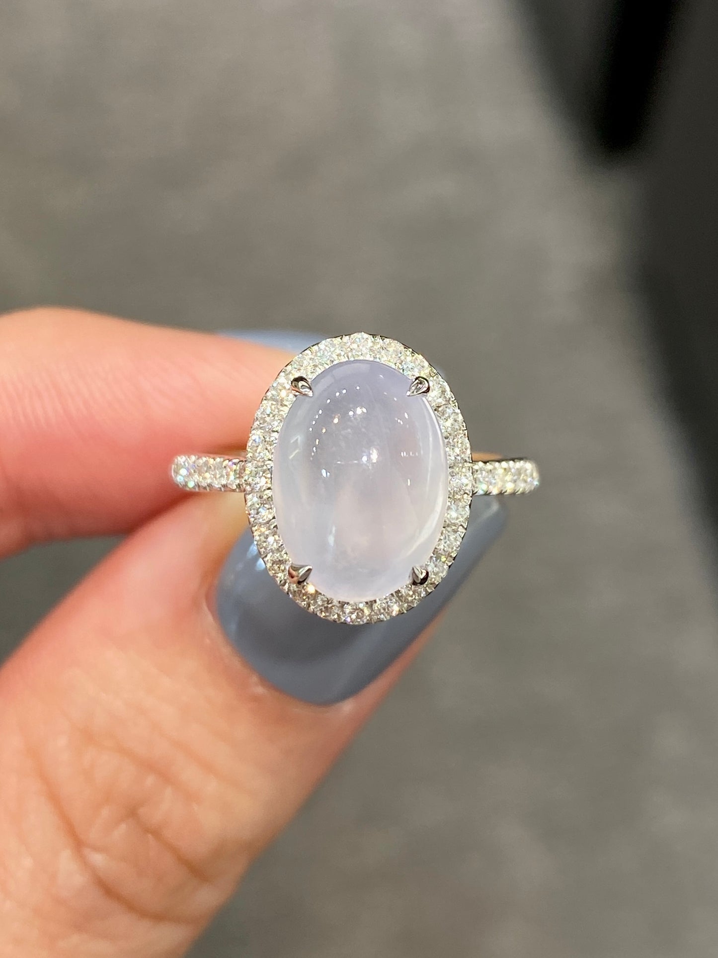 Natural Type A Icy Jadeite 3.38ct Ring