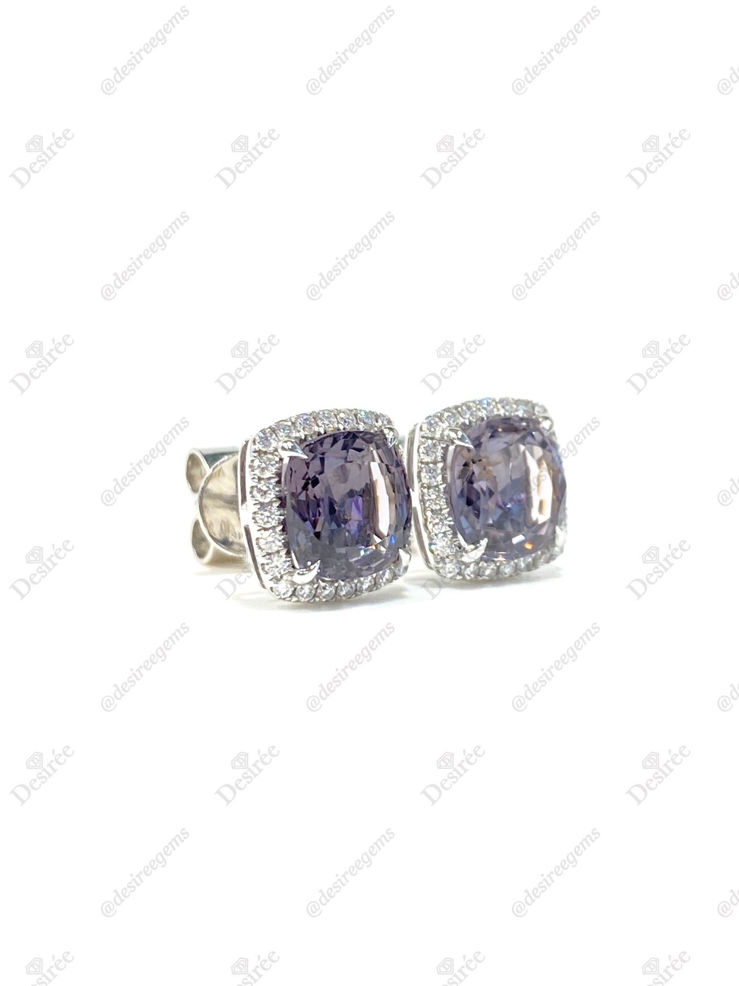 Natural Purplish Grey Spinel 3.45ct Earrings