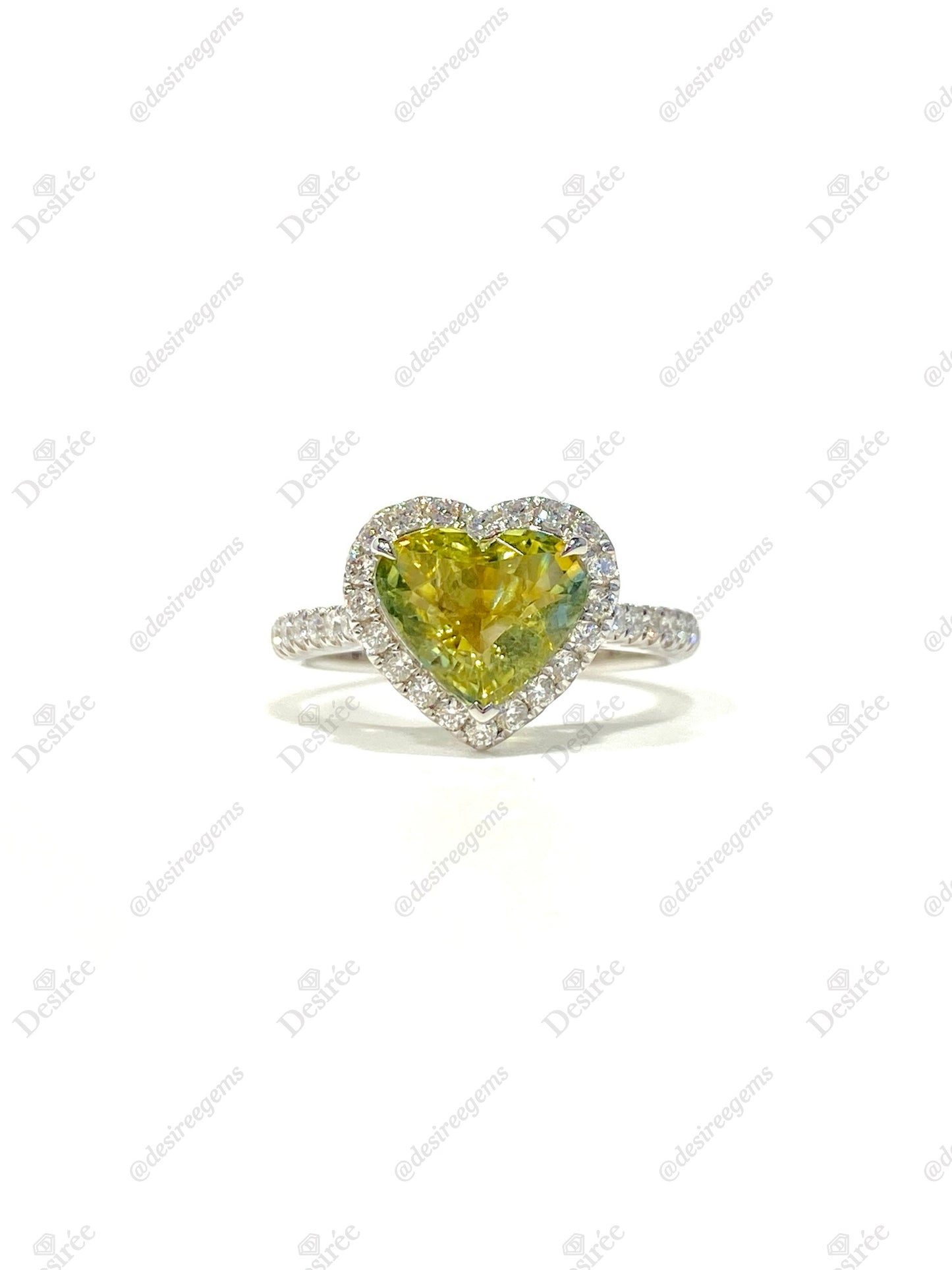 Natural Unheated Yellowish Green Sapphire Ring 2.17ct