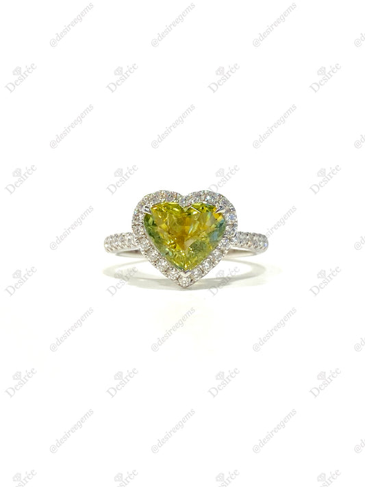 Natural Unheated Yellowish Green Sapphire Ring 2.17ct
