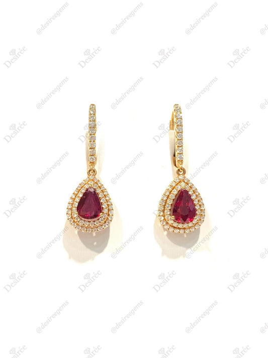 Natural Unheated Ruby 1.58ct Earrings