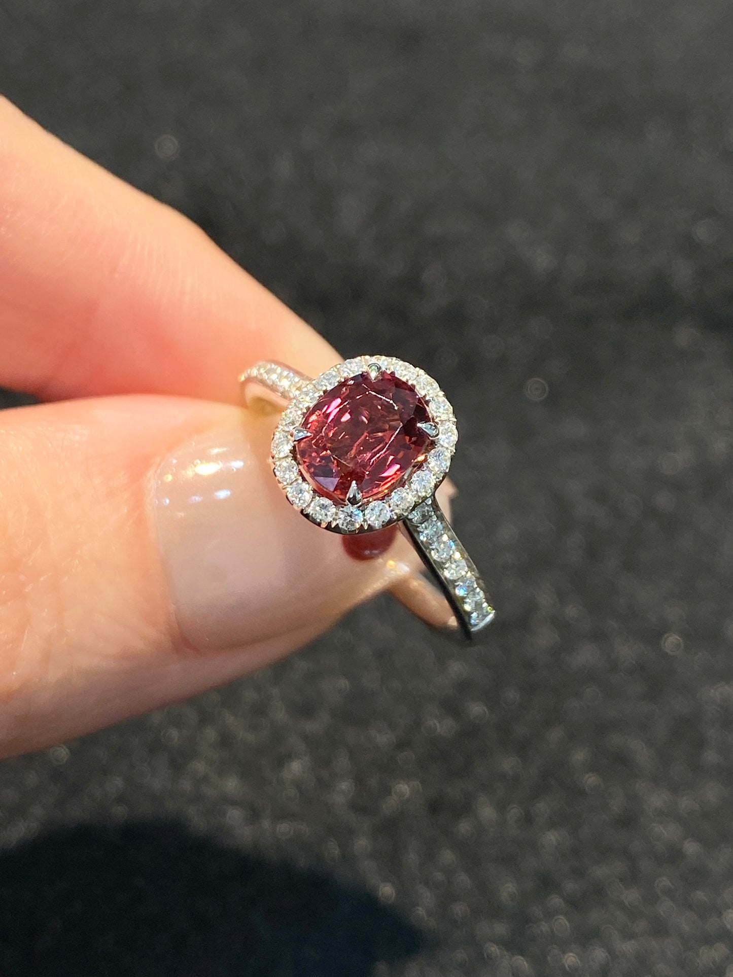 Natural Orangy Red Spinel 1.09ct Ring
