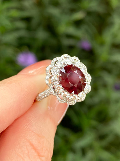 Natural Unheated Pigeon’s Blood Ruby 3.03ct Ring