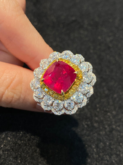 Natural Vivid Red Ruby 7.46ct Ring/Pendant