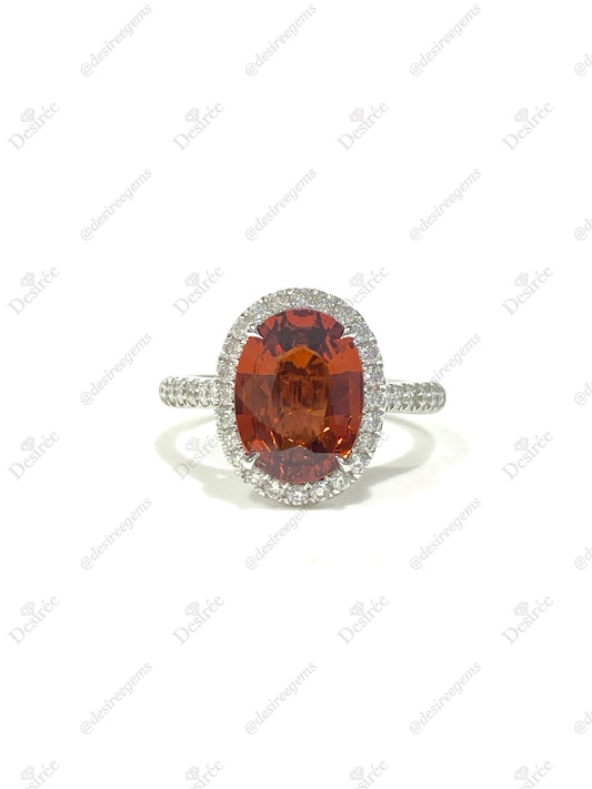 Natural Mandarin Garnet 3.07ct Ring