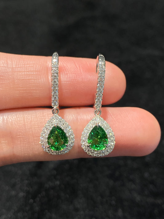Natural Tsavorite Green Garnet 2.01ct Earrings