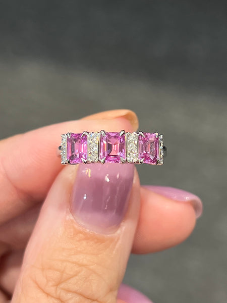 Natural Purplish Pink Sapphire 1.33ct Ring Set With Natural Diamond In 18K White Gold Singapore Gemstone Fine Jewellery