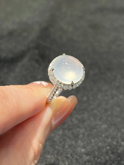 Natural Type A Icy Jadeite Ring