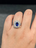 Natural Blue Sapphire 2.25ct Ring Set With Natural Diamond In 18K White Gold Singapore Gemstone Fine Jewellery