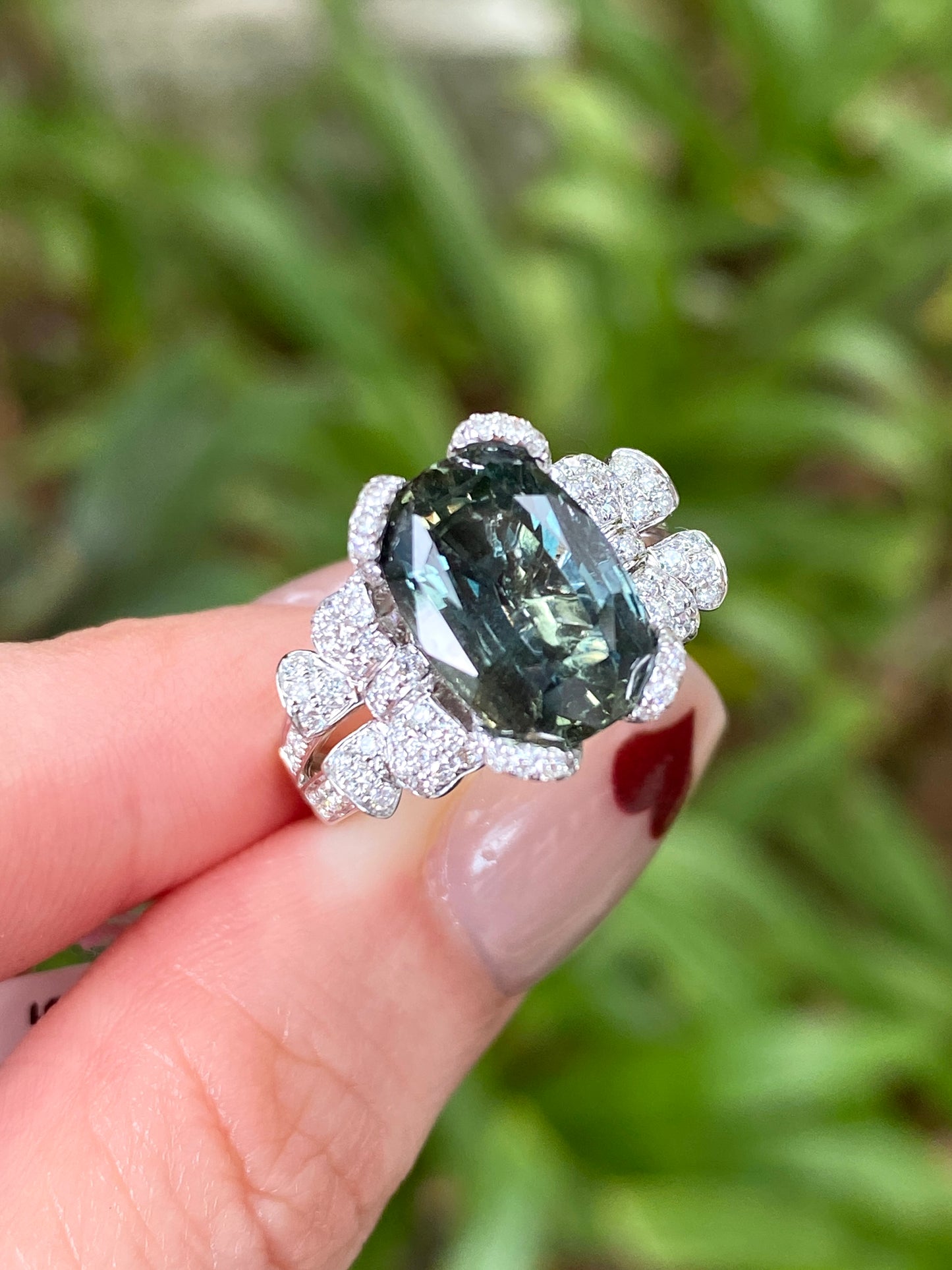 Natural Unheated Yellowish Green Sapphire Ring 5.46ct