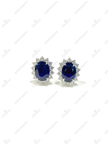 Natural Blue Sapphire 3.69ct Earrings