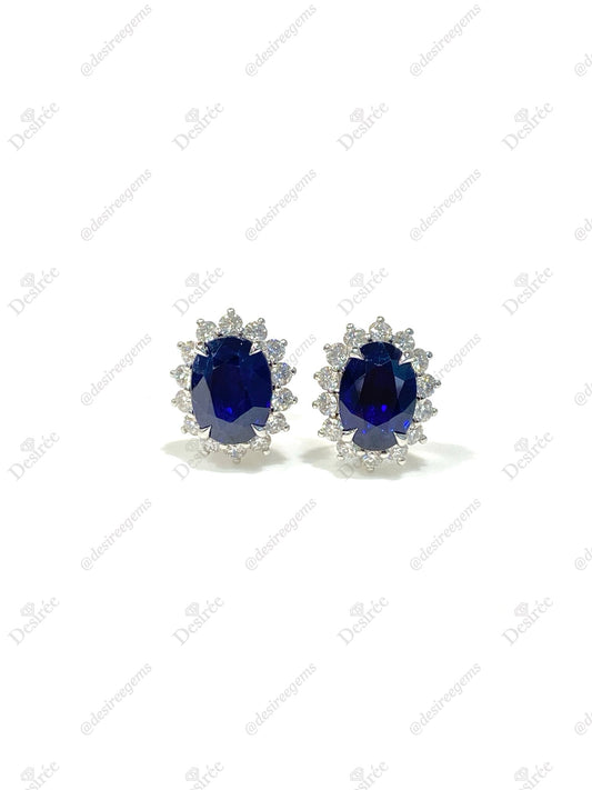Natural Blue Sapphire 3.69ct Earrings