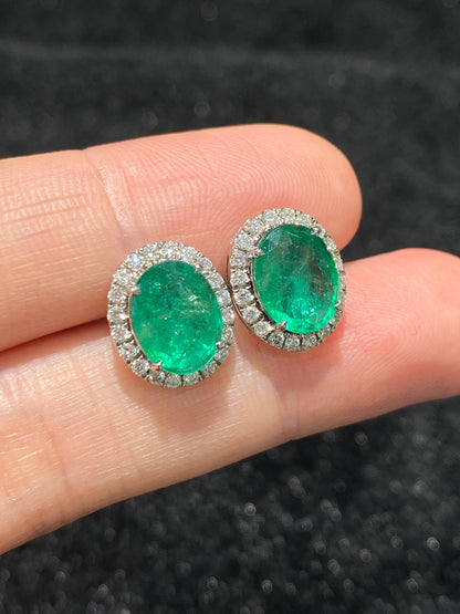 Natural Emerald 3.01ct Earrings