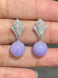 Natural Type A Purple Jadeite Earrings Set With Natural Diamonds In 18K White Gold Singapore Fine Jewellery