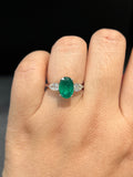 Natural Emerald 2.46ct Ring set with Natural Diamonds 0.62cr in 18k White Gold Fine Jewellery