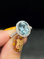 Natural Aquamarine 3.00ct Ring Set With Natural Diamonds In 18K White Gold Singapore Gemstone Fine Jewellery