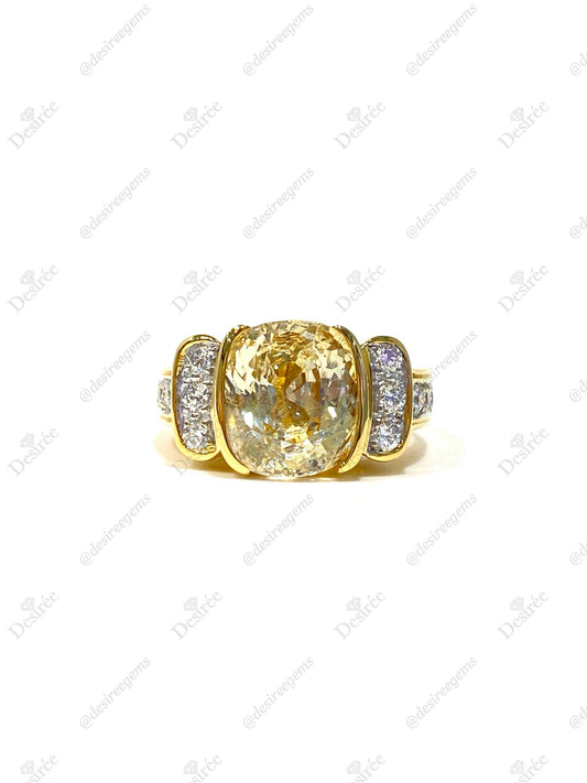 Natural Unheated Yellow Sapphire 10.56ct Ring