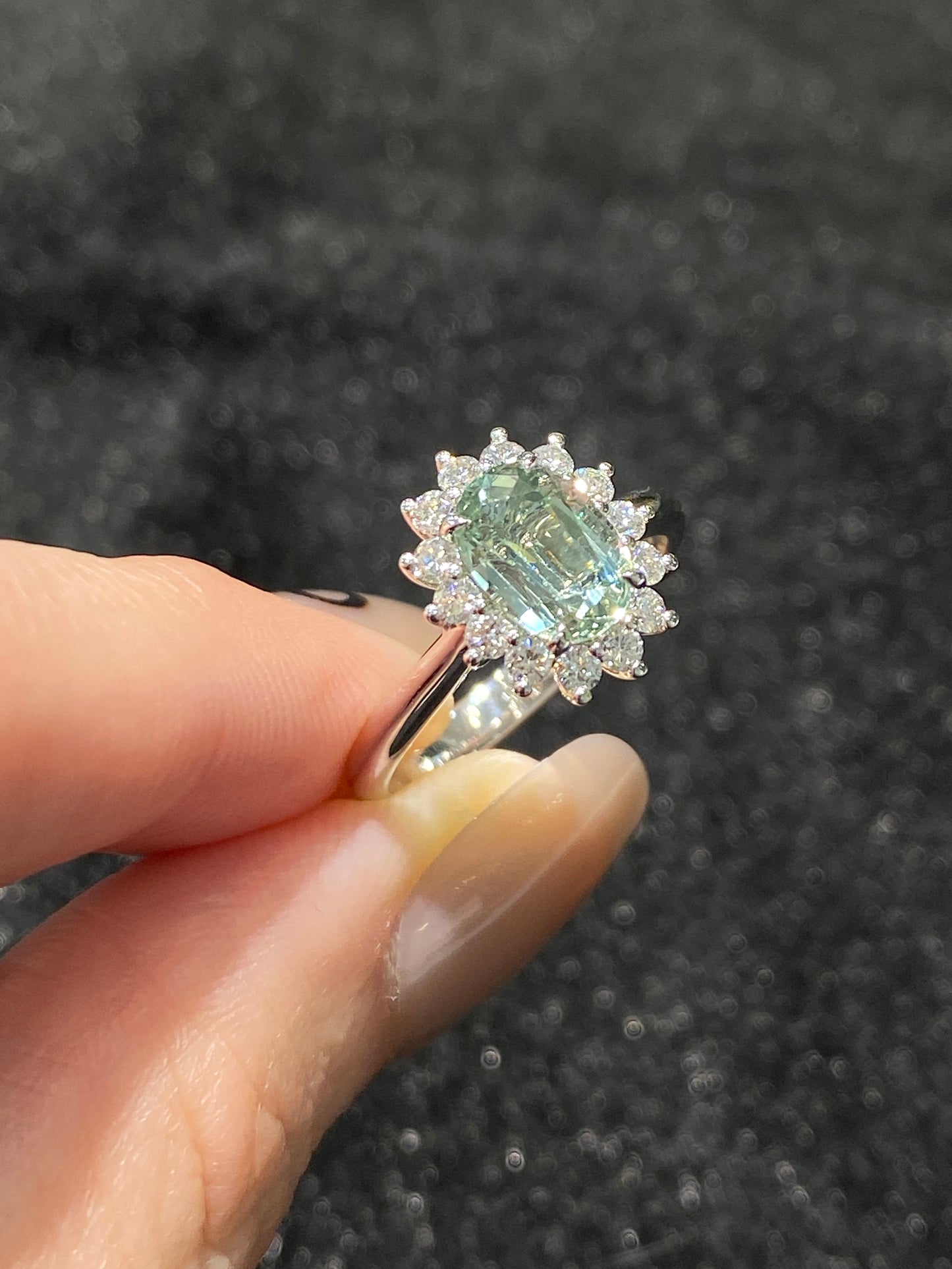 Natural Bluish Green Sapphire Ring 2.01ct