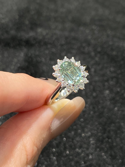 Natural Bluish Green Sapphire Ring 2.01ct