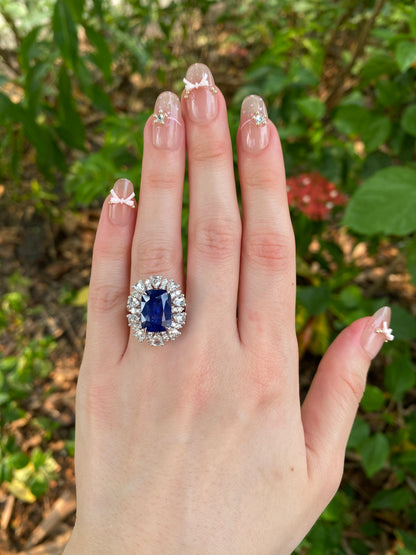 Natural Royal Blue Sapphire 7.08ct Ring