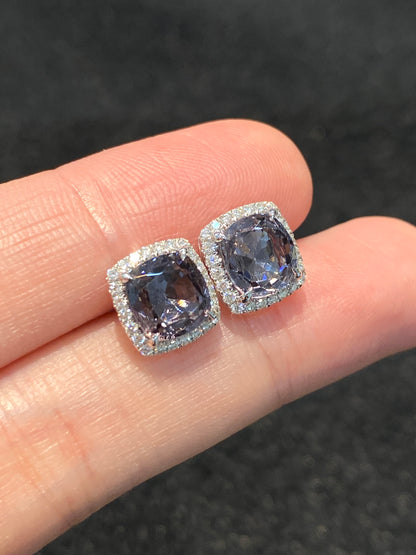 Natural Purplish Grey Spinel 3.45ct Earrings