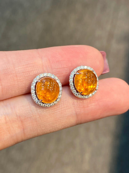 Natural Mandarin Garnet 7.62ct Earrings