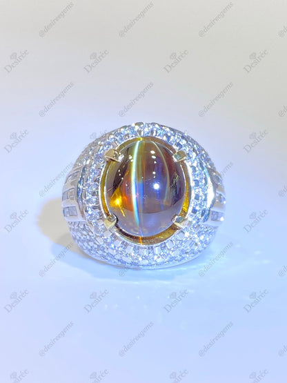 Natural Cat’s Eye Color Change Alexandrite 7.01ct Ring