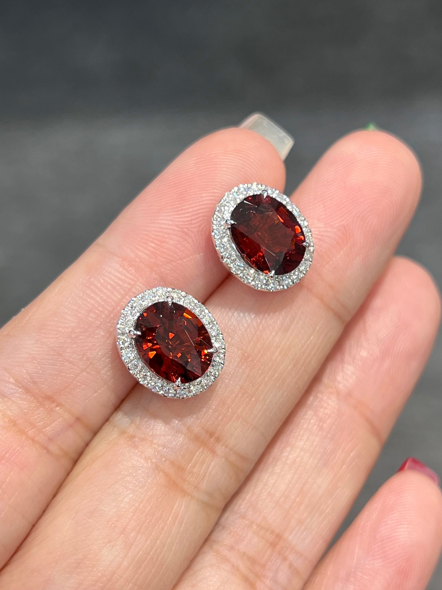 Natural Orangy Red Garnet 6.35ct Earrings