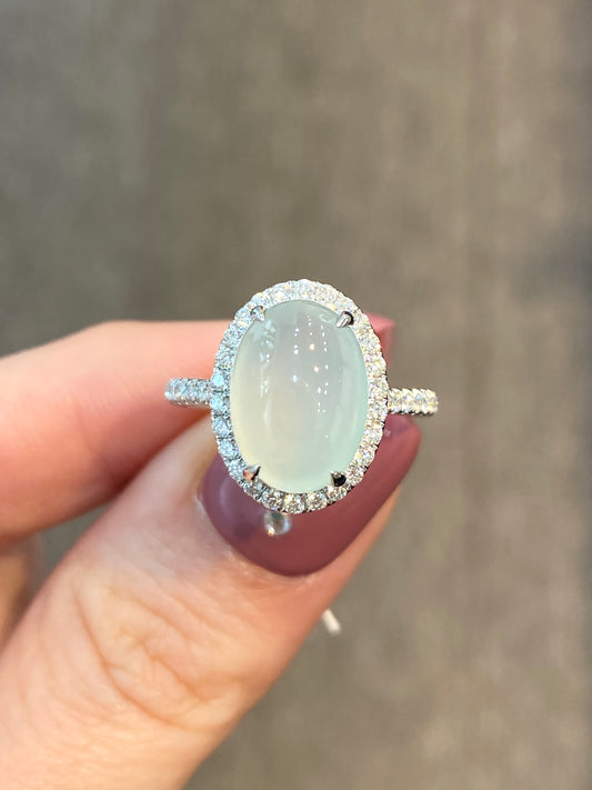Natural Type A Icy Jadeite Ring
