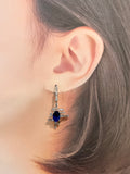 Natural Blue Sapphire Earrings 2.72ct Set With Natural Diamonds In 18K White Gold Singapore Gemstone Fine Jewellery