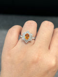 Natural Mandarin Garnet 1.26ct Ring Set With Natural Diamonds in 18K White Gold Gemstone Fine Jewellery Singapore