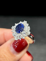 Natural Blue Sapphire Ring 2.47ct set with 1.06ct natural diamonds in 18k white gold