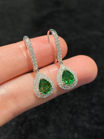 Natural Tsavorite Green Garnet 2.01ct Earrings