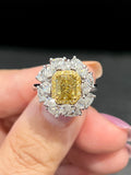 Natural Yellow Diamond 1.50ct Ring set with 1.67ct Natural diamonds in 18K white gold Fine Jewellery