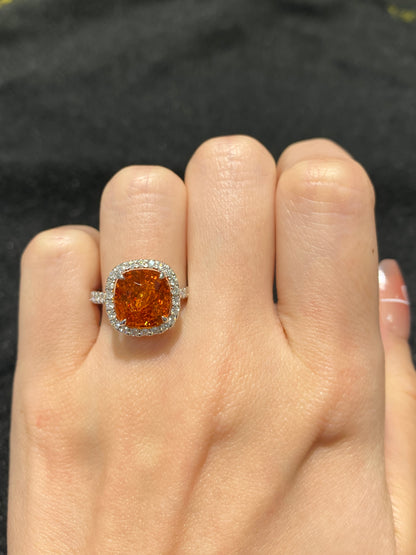 Natural Mandarin Garnet 5.63ct Ring